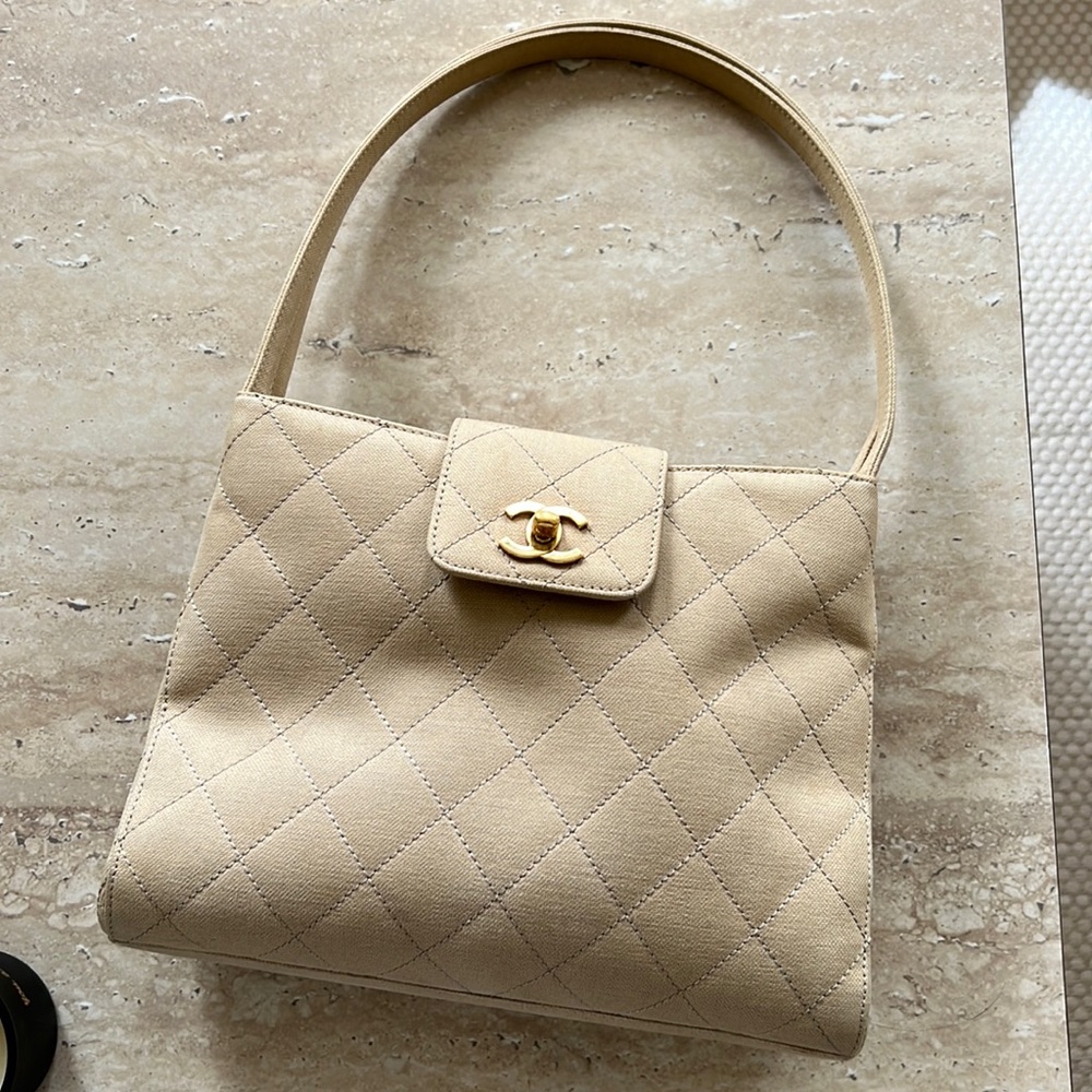 Chanel vintage Kelly turnlock shoulder bag in canvas